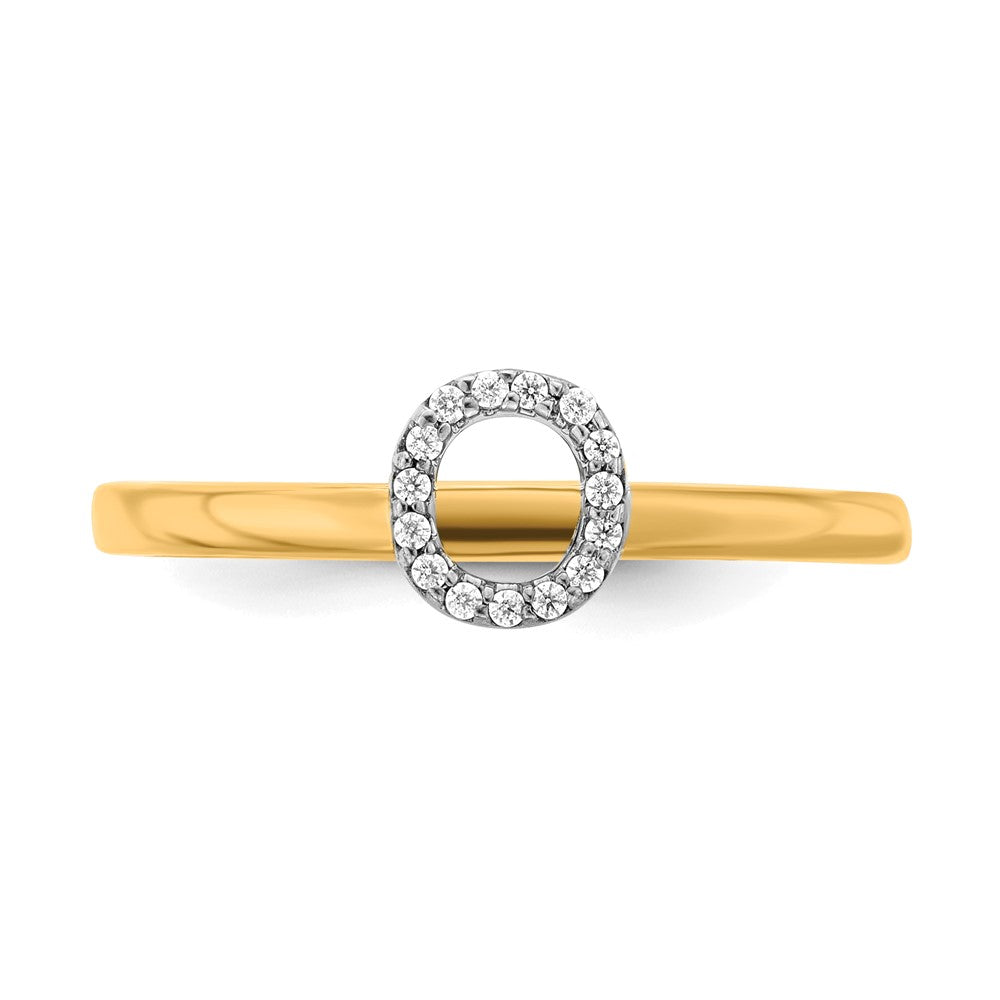 14K Gelbgold Ring mit natürlichem Diamant, Initiale „O“
