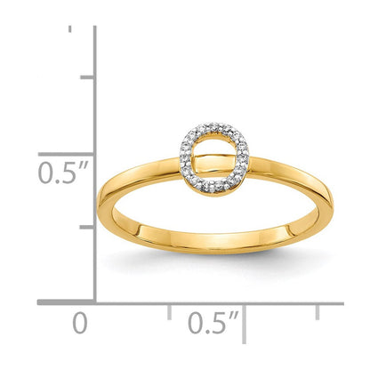 14K Gelbgold Ring mit natürlichem Diamant, Initiale „O“
