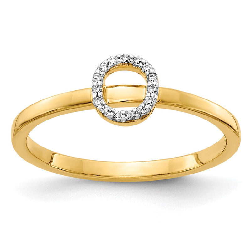 14K Gelbgold Ring mit natürlichem Diamant, Initiale „O“