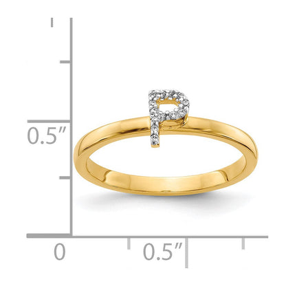 14K Gelbgold Ring mit natürlichem Diamant-Initialbuchstaben „P“