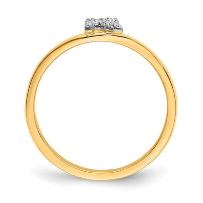 14K Gelbgold Ring mit natürlichem Diamant – Initiale „R“