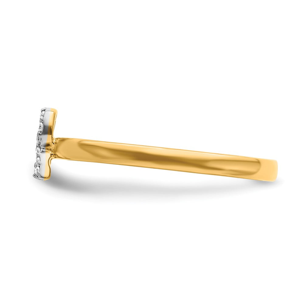 14K Gelbgold Ring mit natürlichem Diamant – Initiale „R“