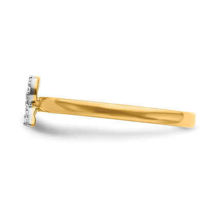 14K Gelbgold Ring mit natürlichem Diamant – Initiale „R“