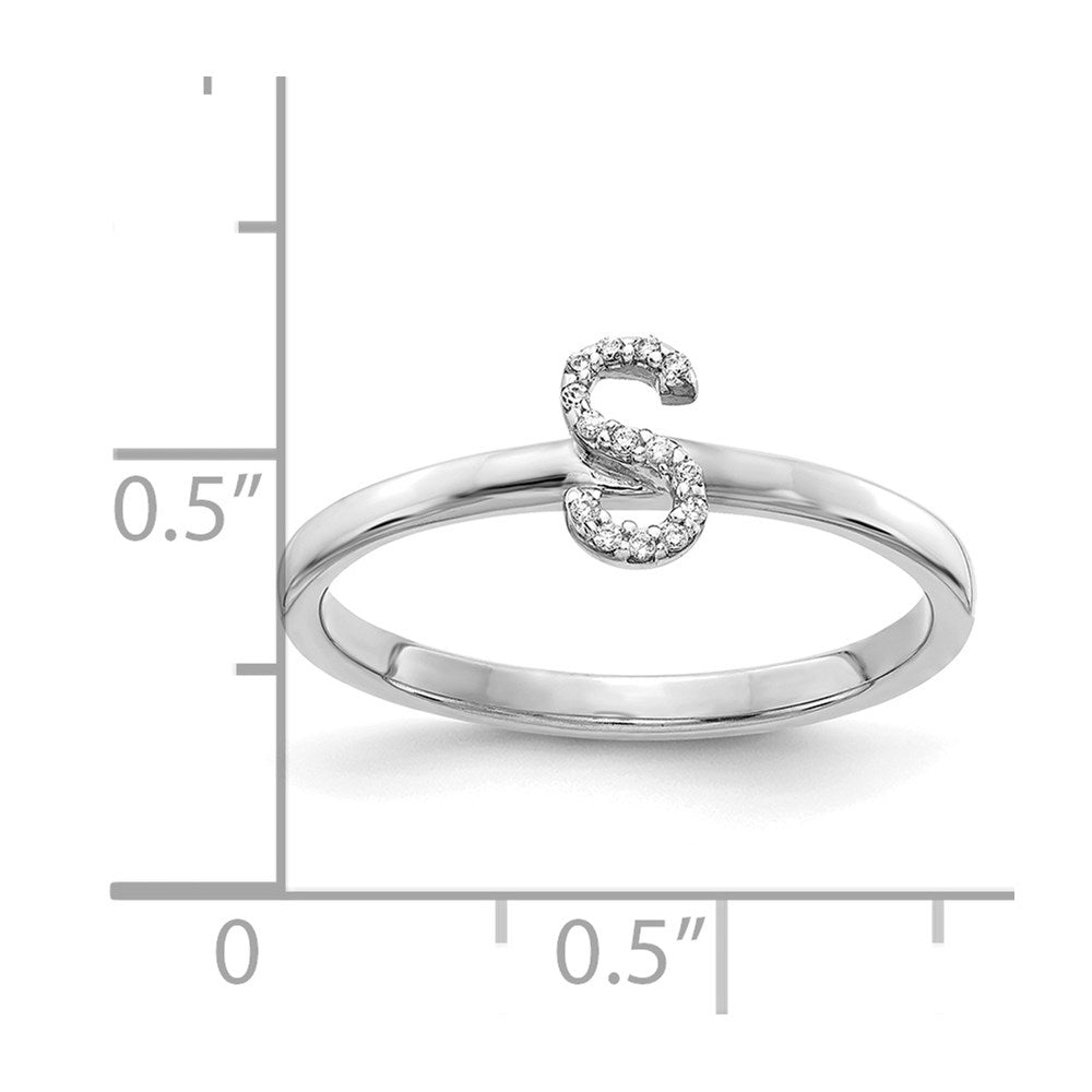 14K Weißgold Ring mit natürlichem Diamant-Buchstaben „S“