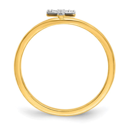 14K Gelbgold-Ring mit natürlichen Diamanten, Initiale T