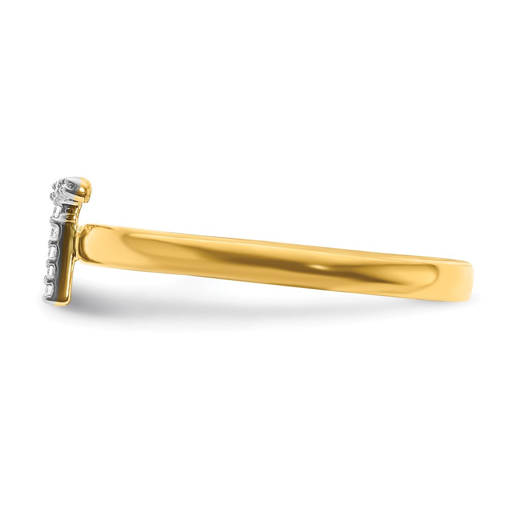 14K Gelbgold-Ring mit natürlichen Diamanten, Initiale T