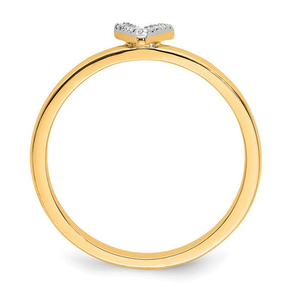 14K Gelbgold Ring mit natürlichem Diamant-Initial „V“