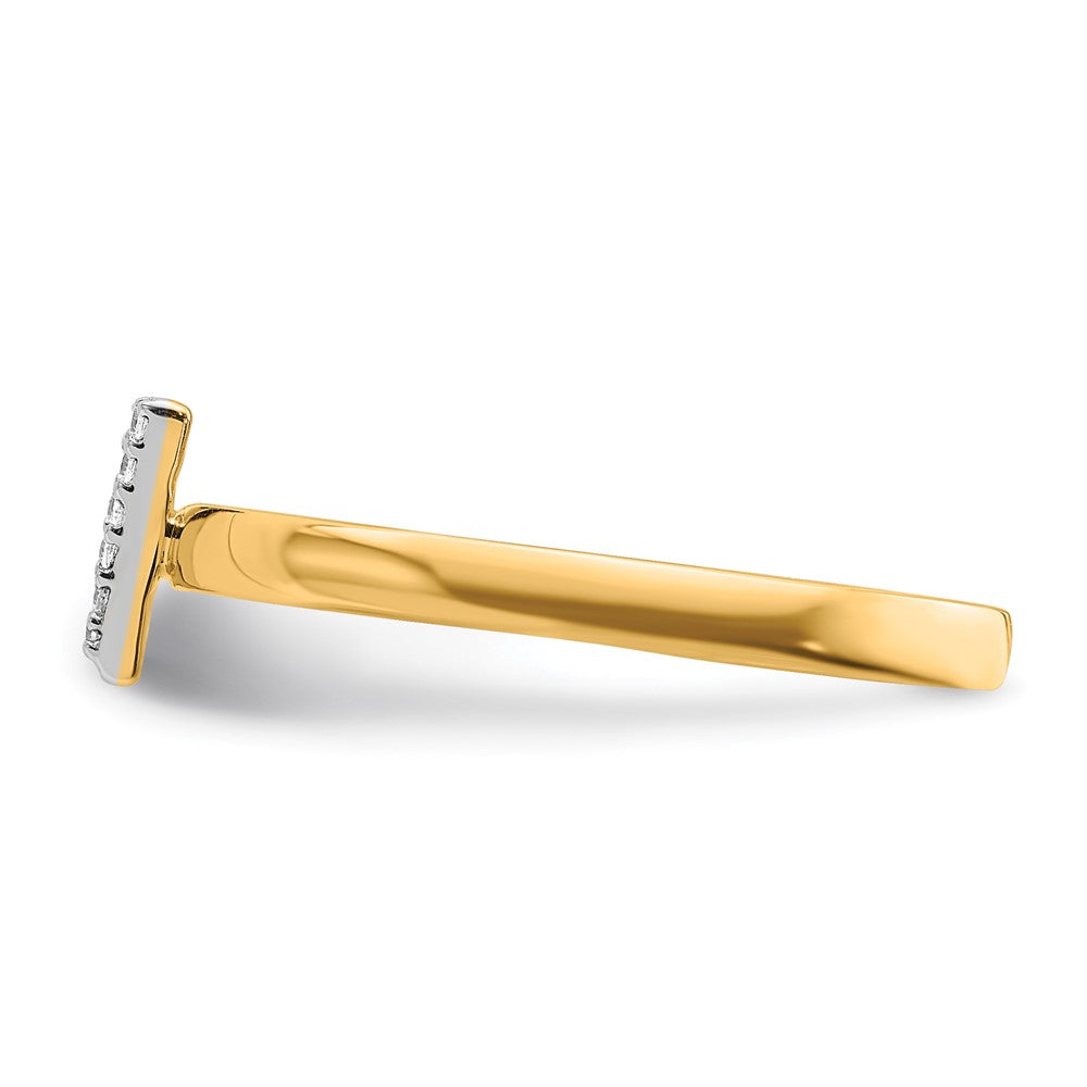 14K Gelbgold Ring mit natürlichem Diamant-Initial „V“