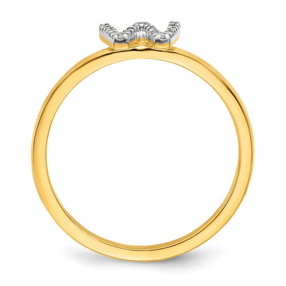 14K Gelbgold Ring mit natürlichem Diamant – Initiale „W“