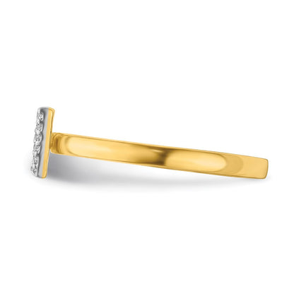 14K Gelbgold Ring mit natürlichem Diamant – Initiale „W“