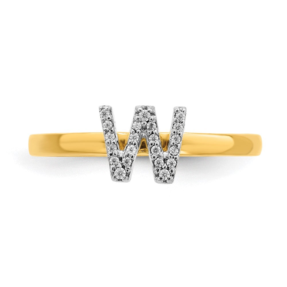 14K Gelbgold Ring mit natürlichem Diamant – Initiale „W“