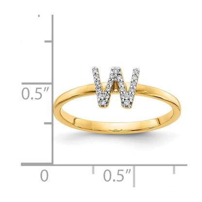 14K Gelbgold Ring mit natürlichem Diamant – Initiale „W“