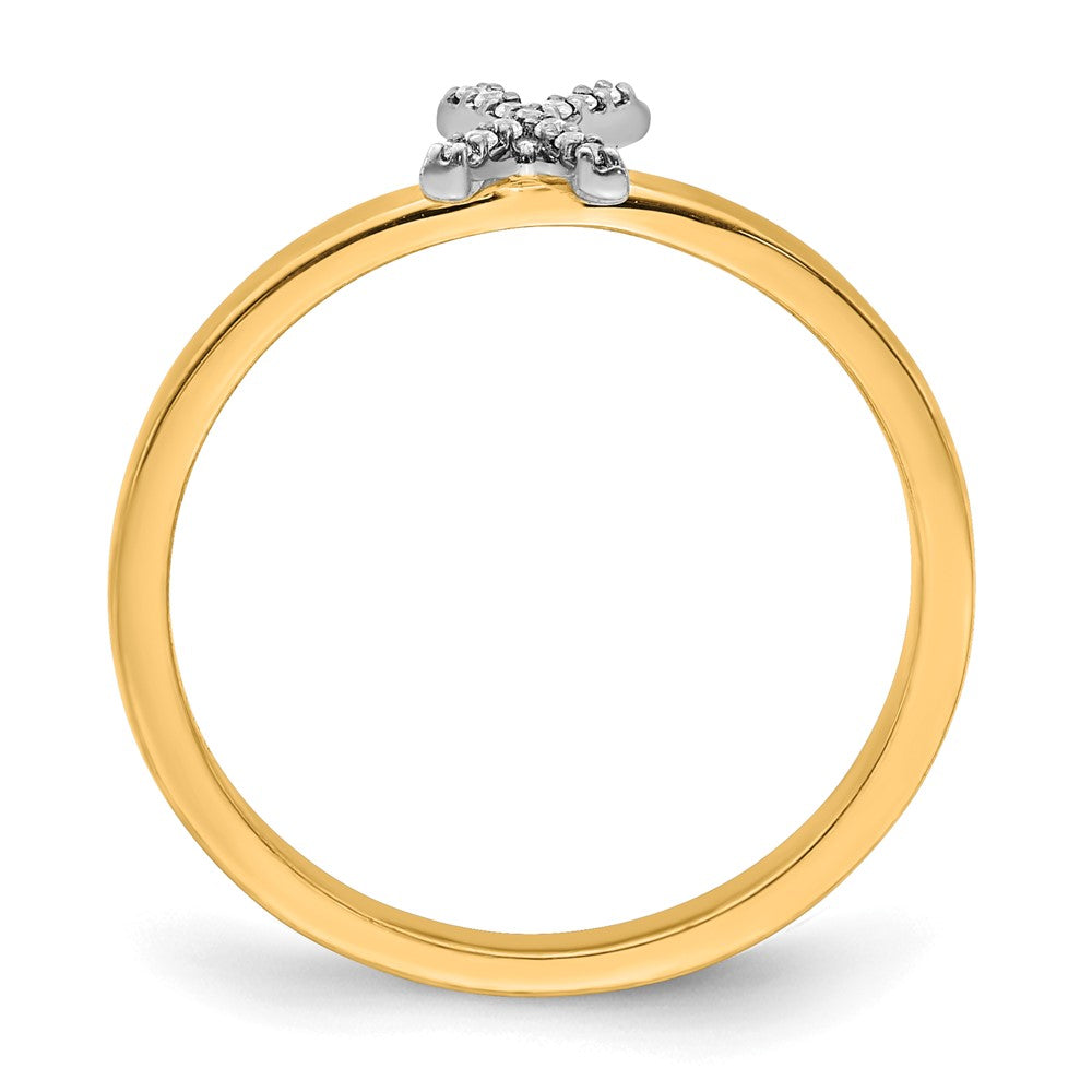 14K Gelbgold Ring mit natürlichem Diamant – Initiale „X“
