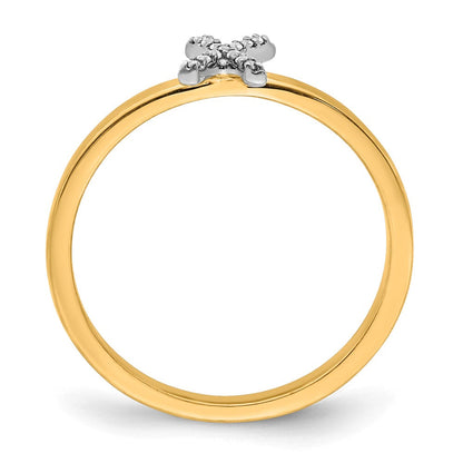 14K Gelbgold Ring mit natürlichem Diamant – Initiale „X“