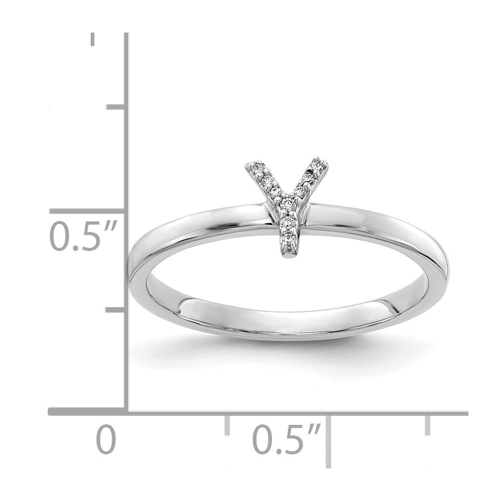 14K Weißgold Ring mit natürlichem Diamant-Initial „Y“