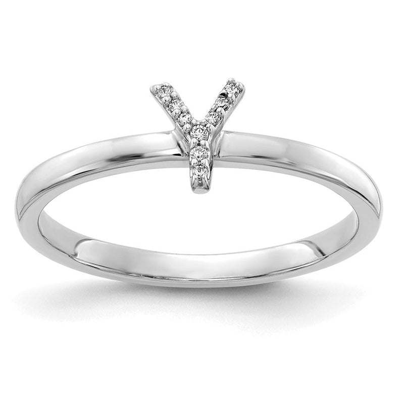 14K Weißgold Ring mit natürlichem Diamant-Initial „Y“