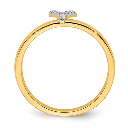 14K Gelbgold Ring mit natürlichem Diamant – Initiale „Y"
