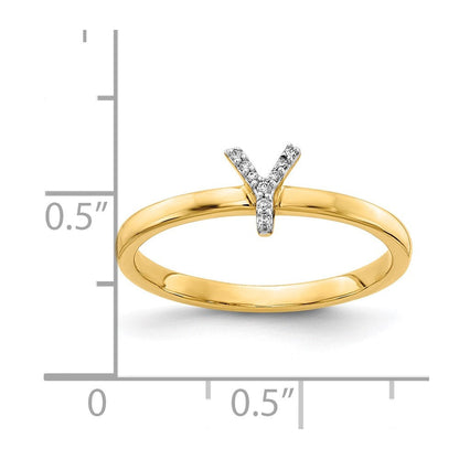 14K Gelbgold Ring mit natürlichem Diamant – Initiale „Y"