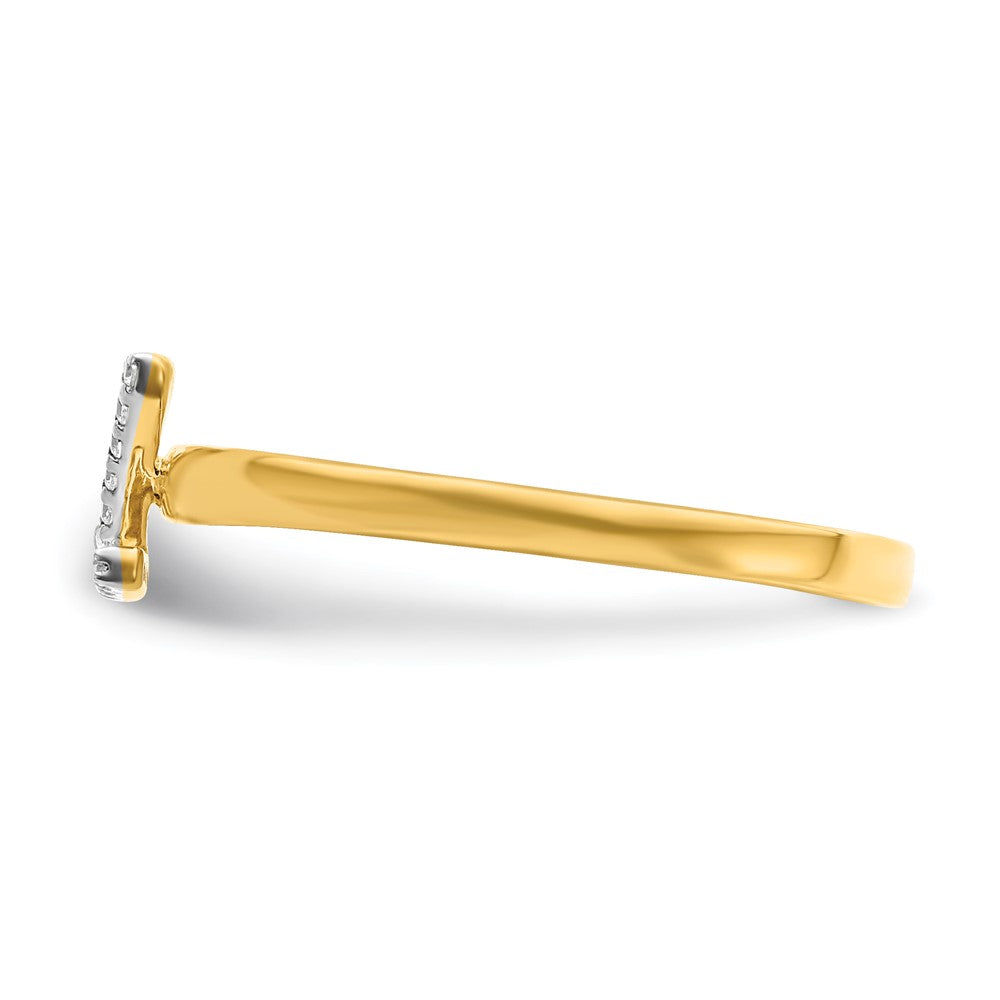 14K Gelbgold Ring mit natürlichem Diamant, Initiale „Z“