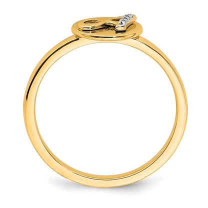 14K Gelbgold Ring mit natürlichem Diamant-Initial „A“