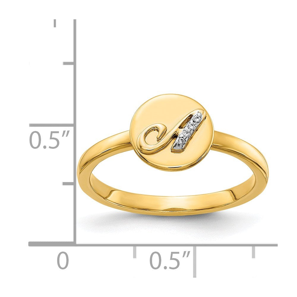 14K Gelbgold Ring mit natürlichem Diamant-Initial „A“