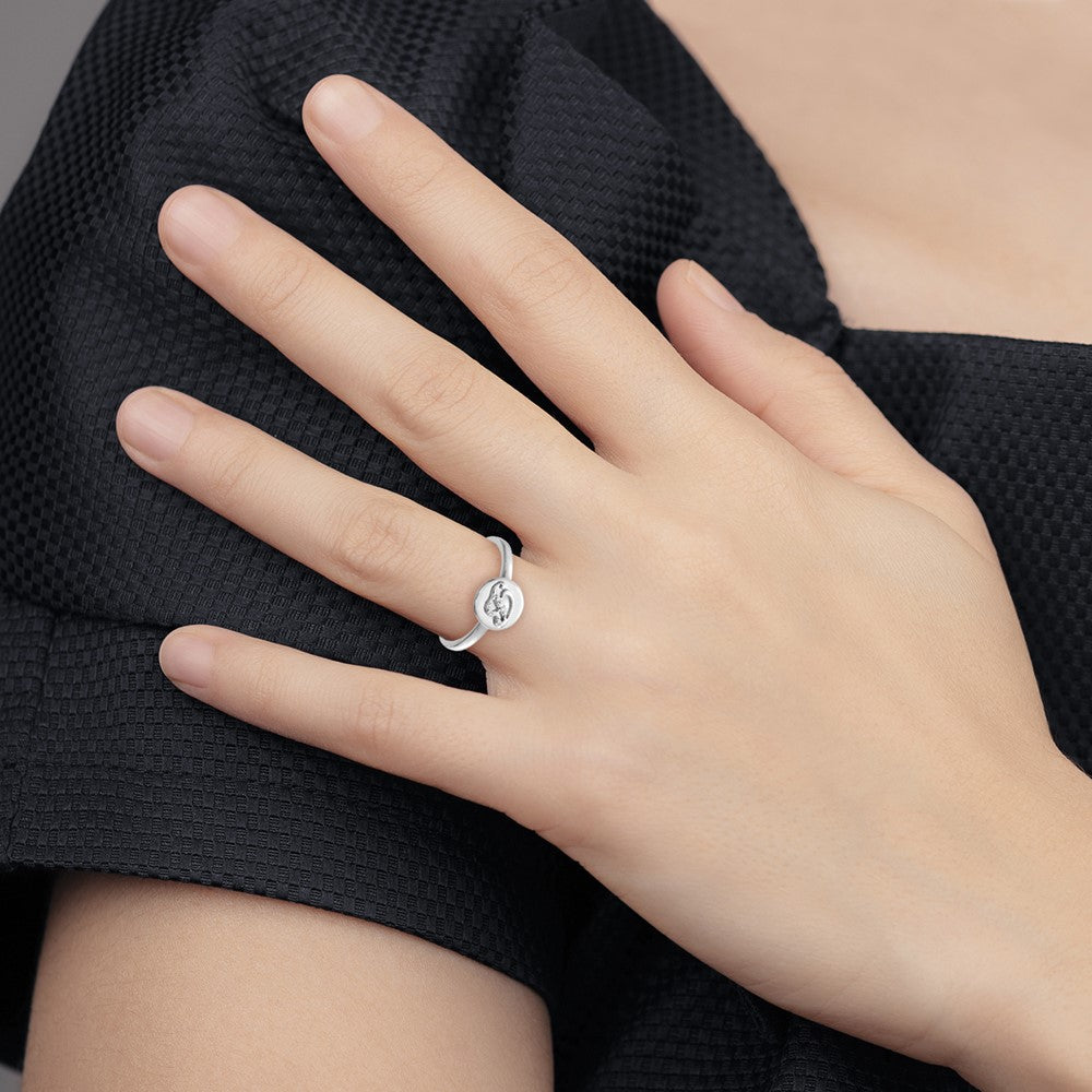 14K Weißgold Ring mit natürlichem Diamant – Initial „B“