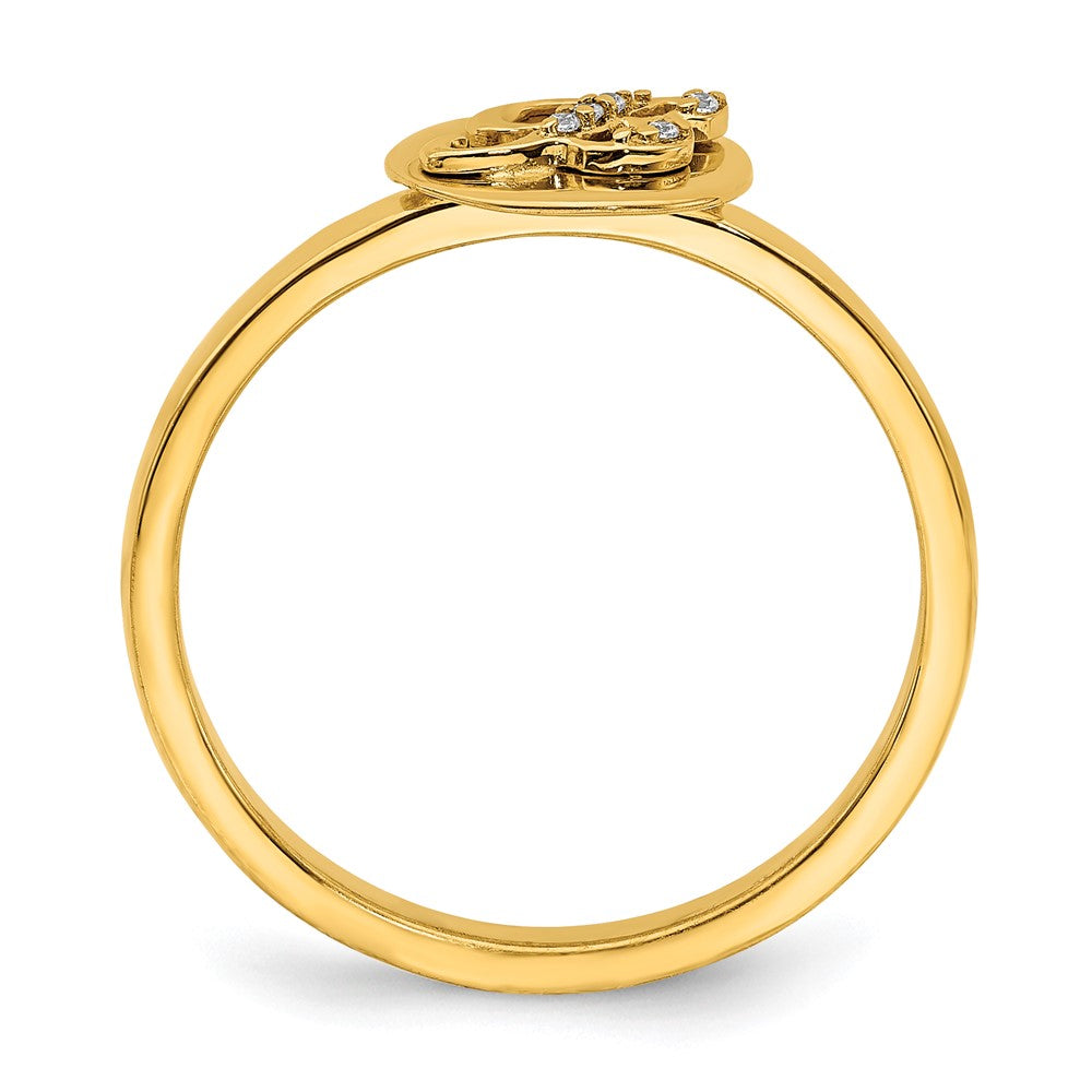 14K Gelbgold Ring mit natürlichem Diamant und Initiale „B“