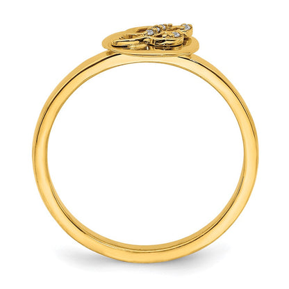 14K Gelbgold Ring mit natürlichem Diamant und Initiale „B“