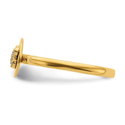 14K Gelbgold Ring mit natürlichem Diamant und Initiale „B“