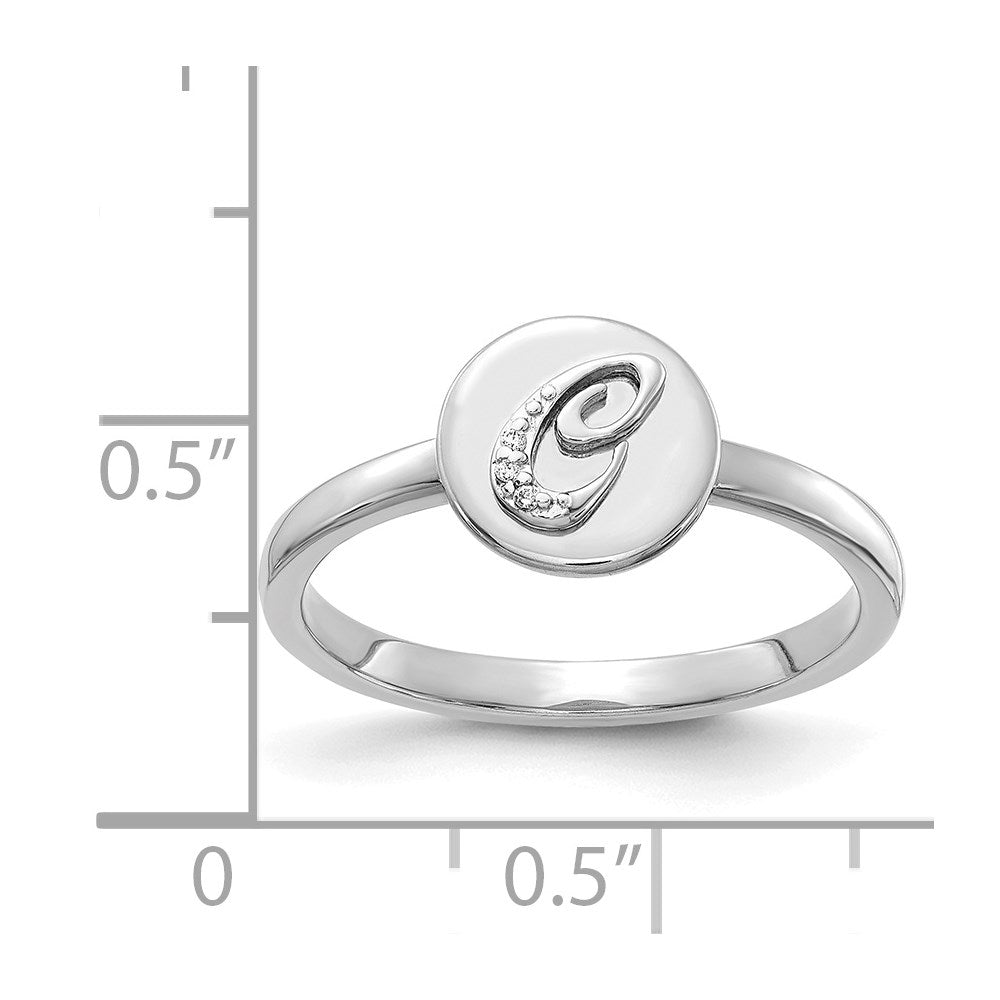 14K Weißgold Ring mit natürlichem Diamant-Initiale "C"