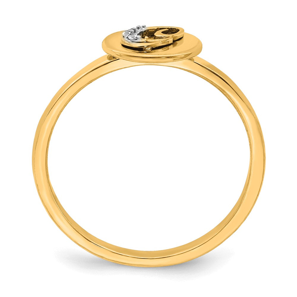 14K Gelbgold Ring mit natürlichem Diamant-Initial „C“