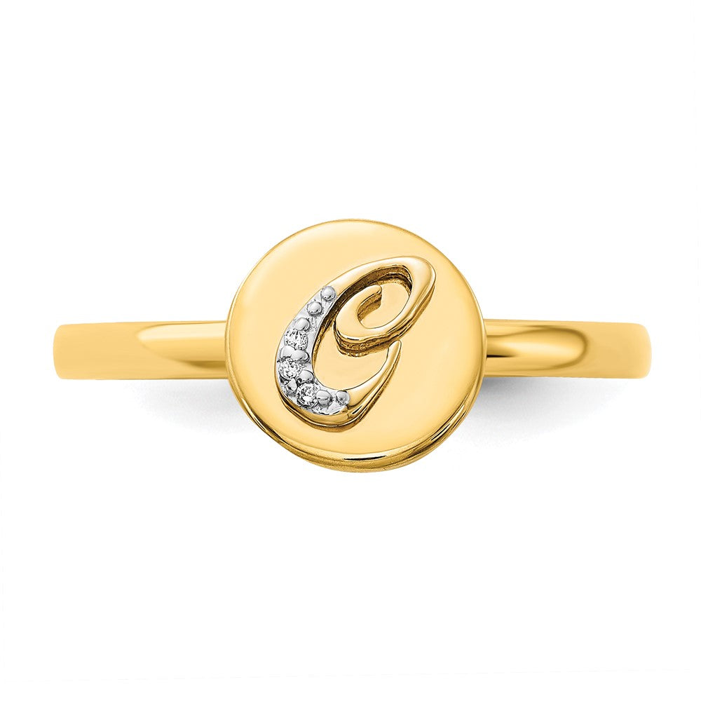14K Gelbgold Ring mit natürlichem Diamant-Initial „C“