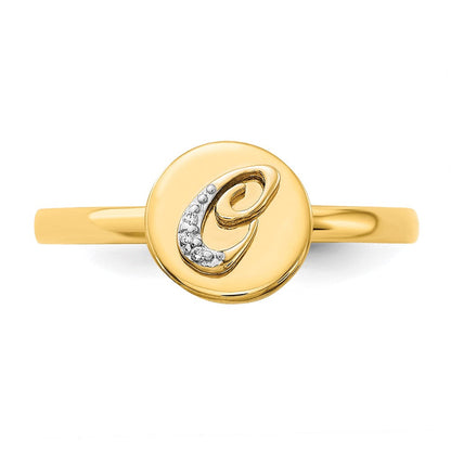 14K Gelbgold Ring mit natürlichem Diamant-Initial „C“