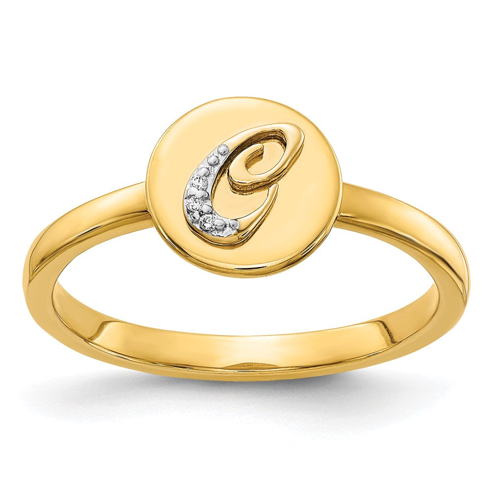 14K Gelbgold Ring mit natürlichem Diamant-Initial „C“