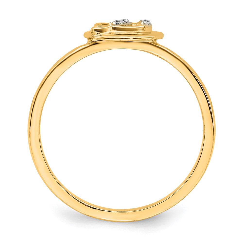 14K Gelbgold Ring mit natürlichem Diamant – Initiale „D“