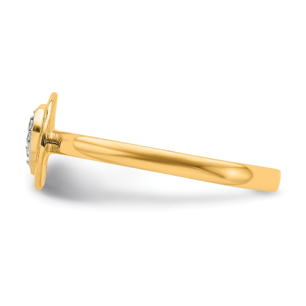 14K Gelbgold Ring mit natürlichem Diamant – Initiale „D“