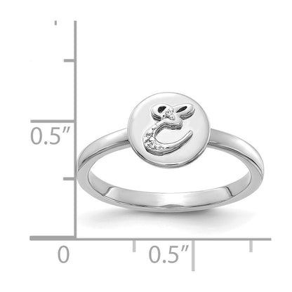 14K Weißgold Ring mit natürlichen Diamanten, Initiale „E“