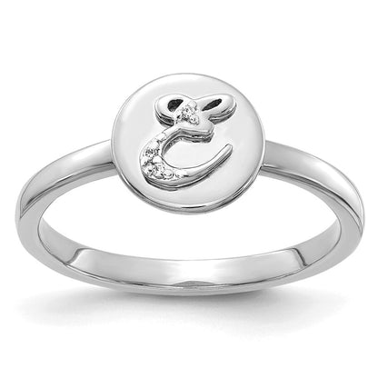 14K Weißgold Ring mit natürlichen Diamanten, Initiale „E“