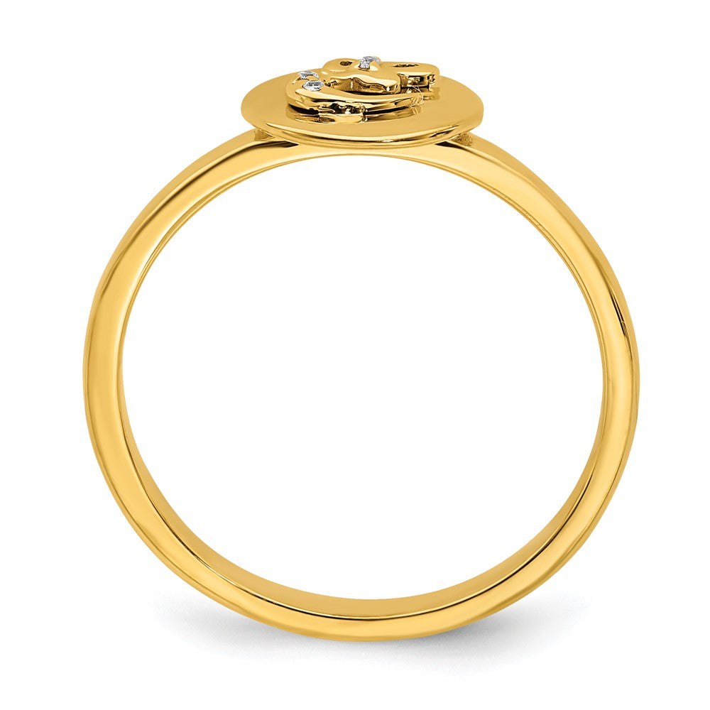14K Gelbgold Ring mit natürlichem Diamant und Initiale „E“