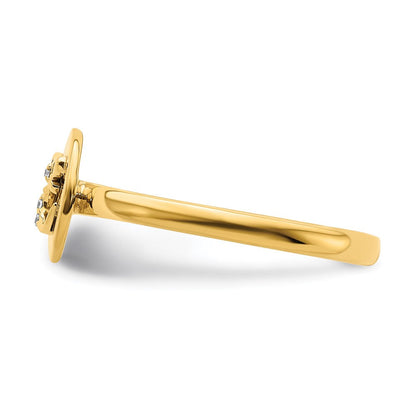 14K Gelbgold Ring mit natürlichem Diamant und Initiale „E“