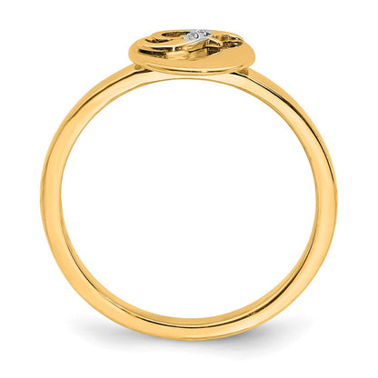14K Gelbgold Ring mit natürlichem Diamant – Initial „F“