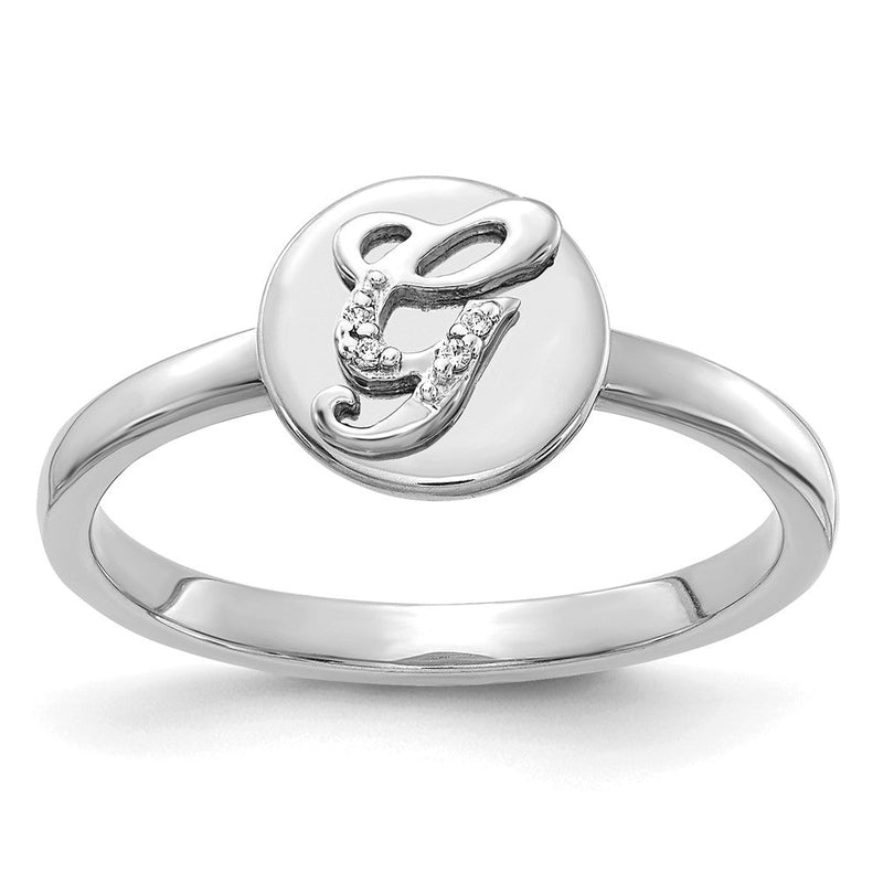 14K Weißgold Ring mit natürlichem Diamant-Initial „G“