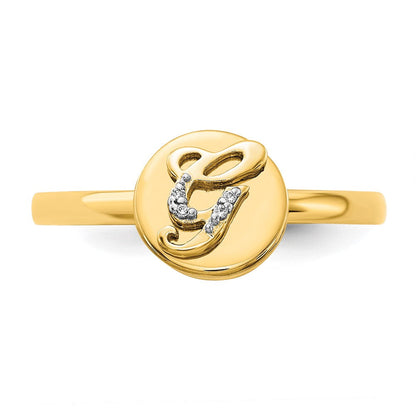 14K Gelbgold Ring mit natürlichem Diamant und Initiale „G“