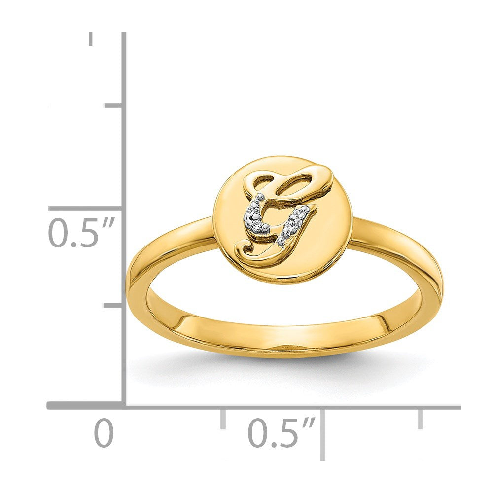 14K Gelbgold Ring mit natürlichem Diamant und Initiale „G“