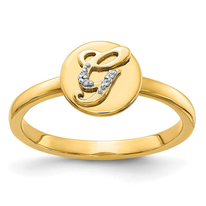 14K Gelbgold Ring mit natürlichem Diamanten und Initiale „G“