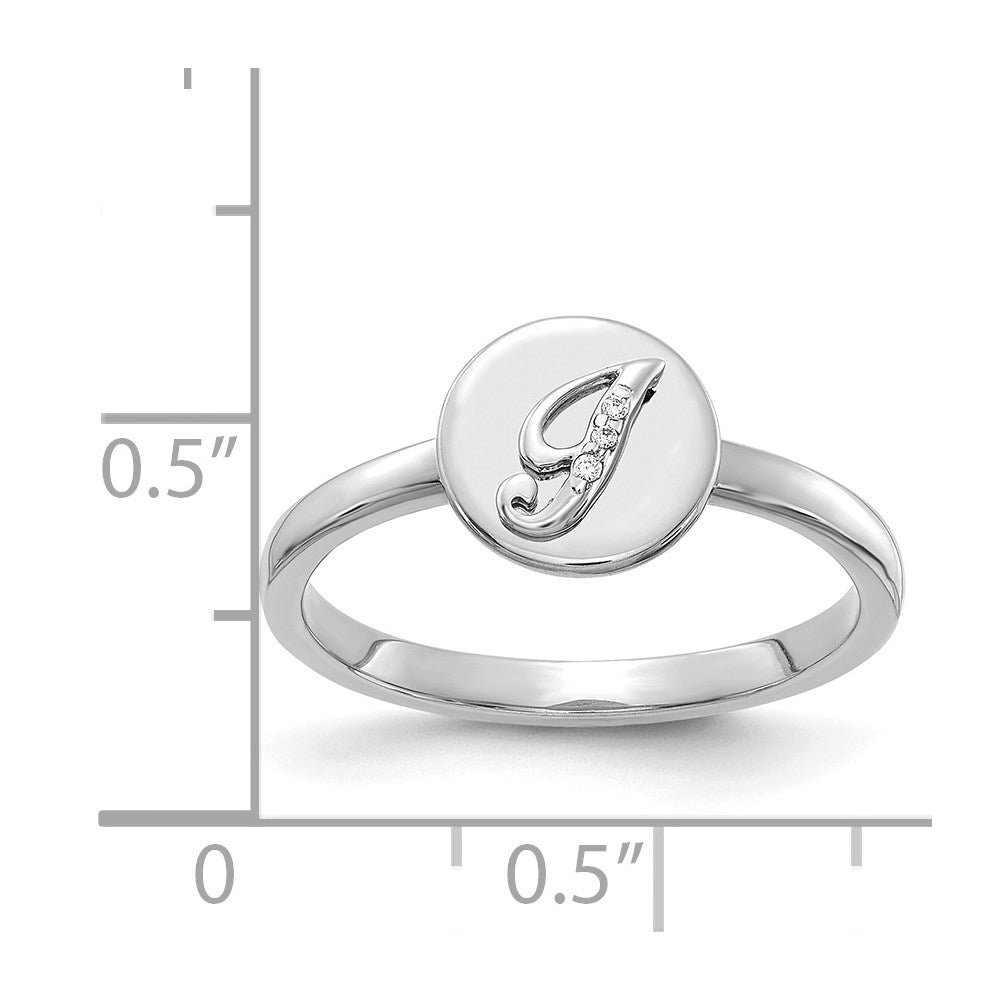14K Weißgold Ring mit natürlichen Diamanten, Initiale „I“