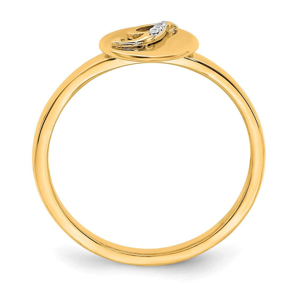 14K Gelbgold Ring mit natürlichem Diamant – Initial „I“