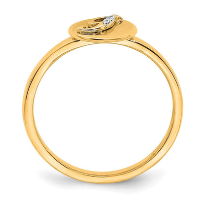 14K Gelbgold Ring mit natürlichem Diamant – Initial „I“