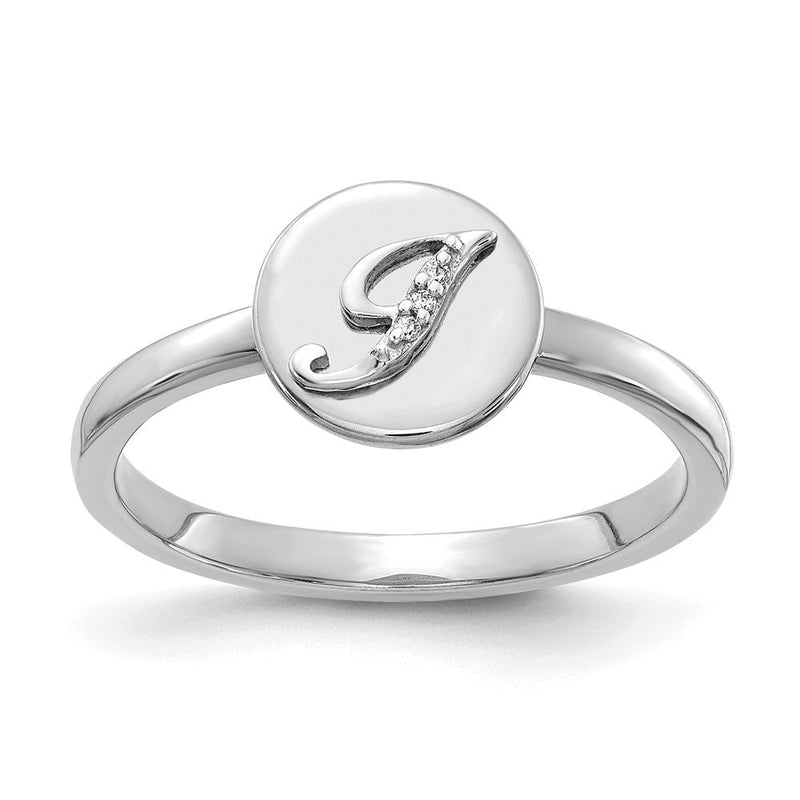 Ring aus 14K Weißgold mit natürlichen Diamanten und Initiale „J“