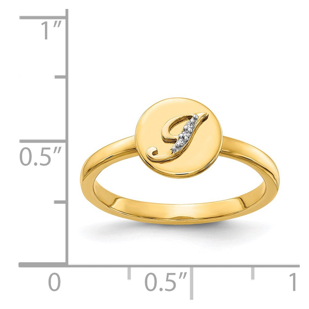 14K Gelbgold Initial-Ring „J" mit natürlichem Diamant